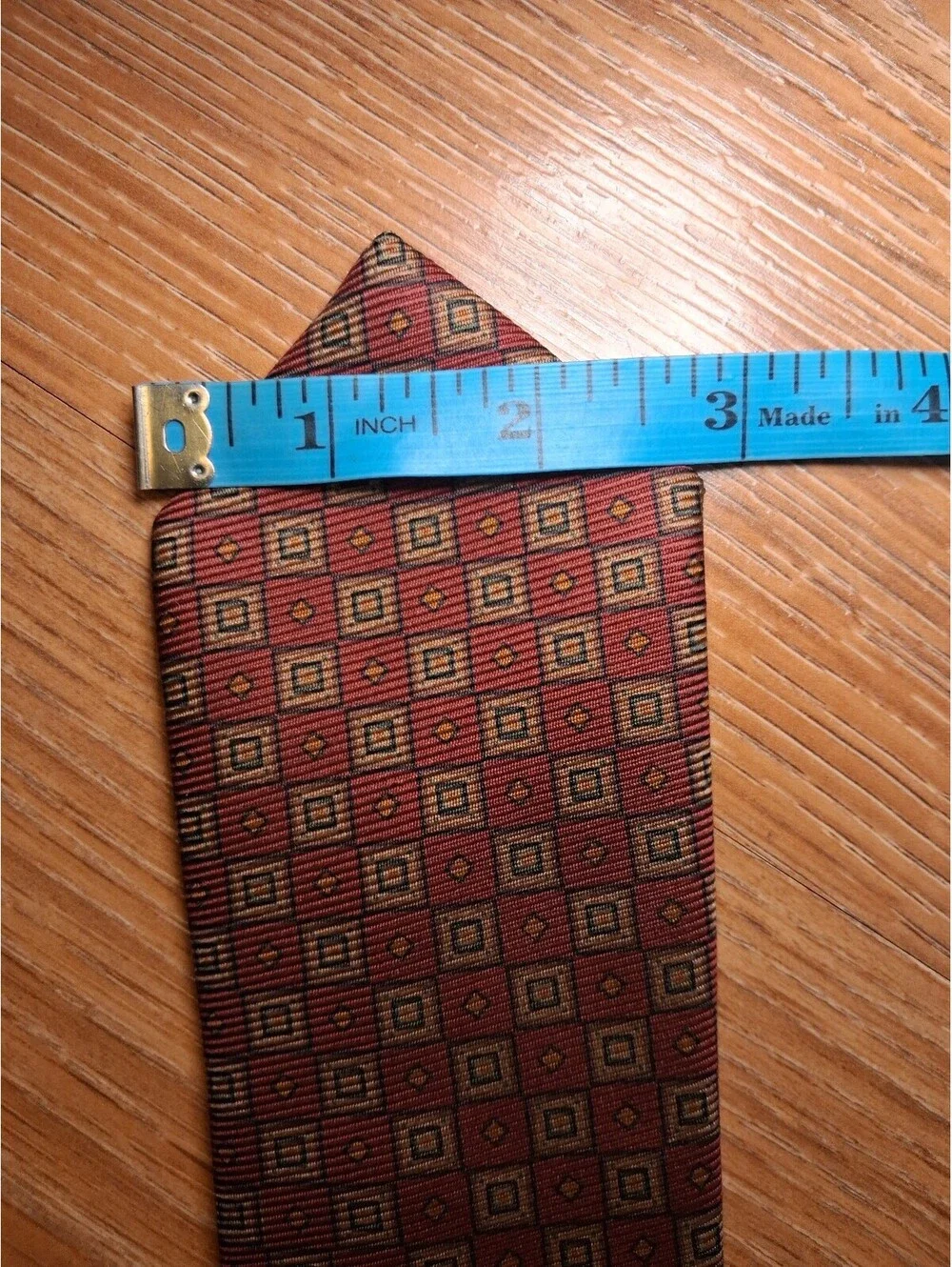 VINTAGE Polo Ralph Lauren Silk Tie Red Geometric Skinny Slim